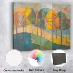 Modern Geometric Forest Hills Abstract Landscape Canvas Wall Art Print Decor Picture Ready To Hang - thumbnail 2