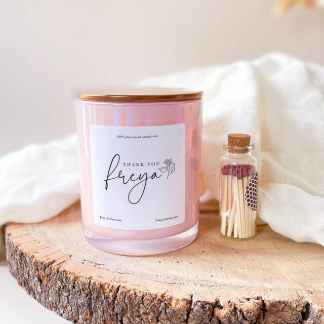 Personalised Thank You Gift With Name Scented Soy Wax Candle Free Matches Jar Friend Colleague Boss Doctor Nurse Teacher Corporate Her Vegan - image 1