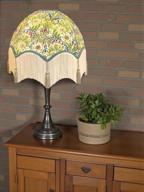 William Morris Natural Floral Curtains Fabric Dome Lampshade Duck Egg Blue Braid, Cream Fringe & Sage Green Tassels, Bespoke British Made - image 1