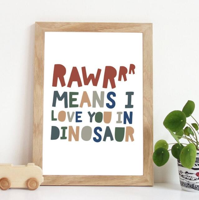 Rawr Means I Love You in Dinosaur, Dinosaur Prints, Playroom Boys Nursery Print, Decor, Wall Art, Poster - image 1