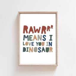 Rawr Means I Love You in Dinosaur, Dinosaur Prints, Playroom Boys Nursery Print, Decor, Wall Art, Poster - thumbnail 2
