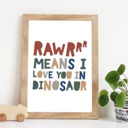 Rawr Means I Love You in Dinosaur, Dinosaur Prints, Playroom Boys Nursery Print, Decor, Wall Art, Poster - thumbnail 1