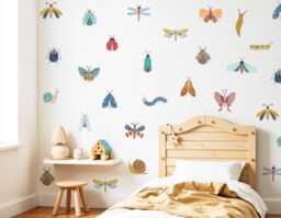 Bugs Wall Decal, Nursery Decor, Boy's Room Art, & Butterfly Sticker, Peel Stick, Home Kids Decals - thumbnail 1