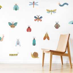 Bugs Wall Decal, Nursery Decor, Boy's Room Art, & Butterfly Sticker, Peel Stick, Home Kids Decals - thumbnail 2