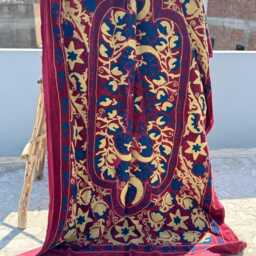 Vintage Style Velvet Suzani Quilt - Handmade Bohemian Bedspread - thumbnail 2