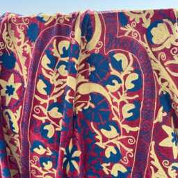 Vintage Style Velvet Suzani Quilt - Handmade Bohemian Bedspread - thumbnail 3