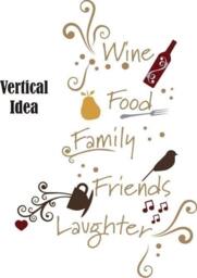 Wine Wall Decal Quote - Family Friends Food Laughter Vinyl Kitchen Words Home Decor - thumbnail 2
