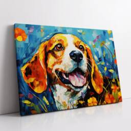 Beagle Abstract Dog Pet Animal Oil Painting Splatter Wall Art, Framed Canvas Poster Print, Home Kitchen Office Room Decor, Gifts - thumbnail 2