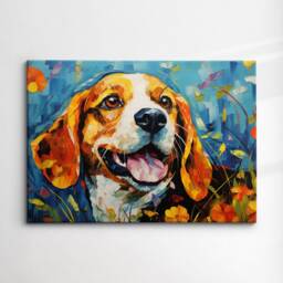 Beagle Abstract Dog Pet Animal Oil Painting Splatter Wall Art, Framed Canvas Poster Print, Home Kitchen Office Room Decor, Gifts - thumbnail 3