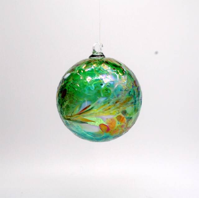 E00-62 Handblown Iridescent Ornament Emerald - image 1