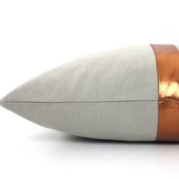 Light Grey & Copper Colorblock Pillow Cover - All Sizes, Custom Metallic Stripe Color Modern Pillow, Home Gifts For You - thumbnail 2