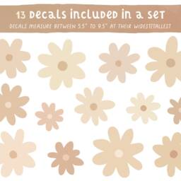 Beige Daisy Wall Decals - Reusable & Removable Flower Stickers, Decals, Nursery Decor - thumbnail 2
