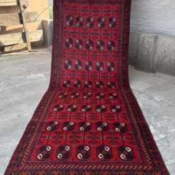 3'1x10'2 Bukhara Wool Runner Rug - Hand-Knotted High Pile Turkmen Crafted , Oriental Geometric Design Cozy Home Decor Rug - thumbnail 3