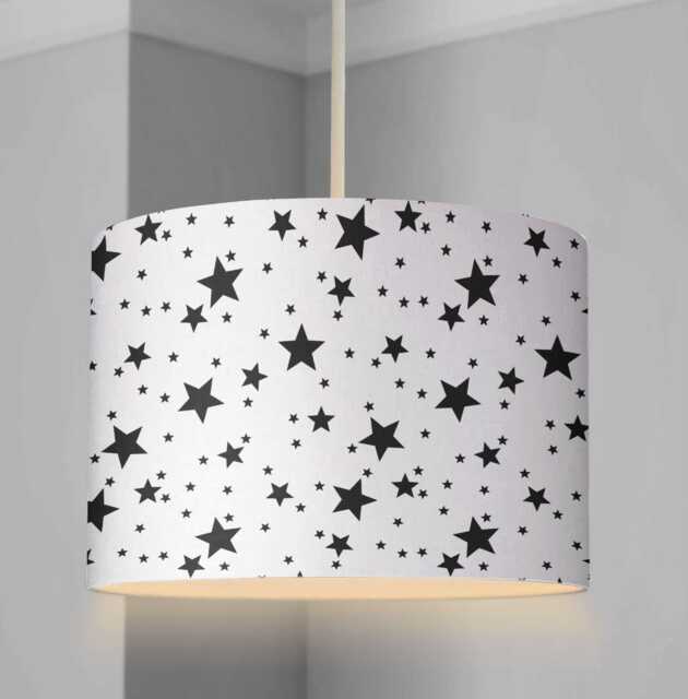 Lampshade - Nursery Stars Black, Lampshade Or Table Lampshade Childrens Room Round - image 1