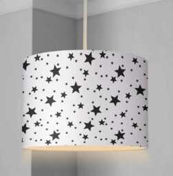 Lampshade - Nursery Stars Black, Lampshade Or Table Lampshade Childrens Room Round