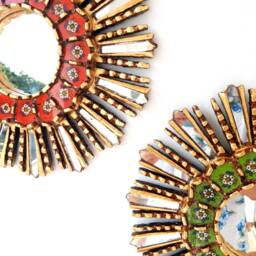 "Peruvian Mirrors "" 35cm Duo Green Red " - thumbnail 3