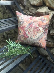 Trendy, Washed-Out Effect Decorative Pillows in Warm Tones Of Maroon, Orange & Rust, Cushion Covers, Ethnic Design, Velour Fabric, 16x16 - thumbnail 1