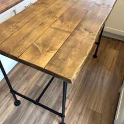 Waney Edge High Bar Table Rustic 45mm Live Edge, 45cm/58cm Or 78cm Depth, Industrial Tube Legs, Black, Raw, Galvanised Leg Options - thumbnail 4