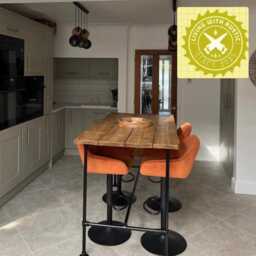 Waney Edge High Bar Table Rustic 45mm Live Edge, 45cm/58cm Or 78cm Depth, Industrial Tube Legs, Black, Raw, Galvanised Leg Options - thumbnail 3