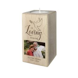 Personalised Memorial Photo Tea Light Holder - Solid Wood Remembrance Gift - thumbnail 4