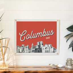 Columbus, Ohio Felt Poster Banner - City Skyline Wall Art Print Sign. Vintage City Line Drawing Pennant Home Decor. Handmade Gift Idea - thumbnail 2