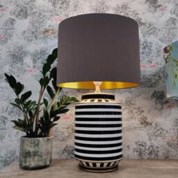 Charcoal Grey Lampshade in Velvet With Gold Lining, Large Plain Ceiling Lightshade - thumbnail 3