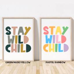 stay Wild Child Print - Safari Playroom Nursery Jungle Kids Room Scandi -Unframed - thumbnail 3