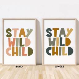 stay Wild Child Print - Safari Playroom Nursery Jungle Kids Room Scandi -Unframed - thumbnail 2