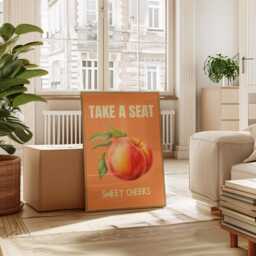 Take A Seat Sweet Cheeks Print Wall Art, Fruit Print, Bathroom Toilet Art Poster, Funny Cute Nice Bum 3041 - thumbnail 3
