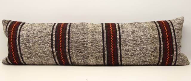 King Size Kilim Lumbar Pillow Cover - 14x48 Inch, Turkish Wool - image 1