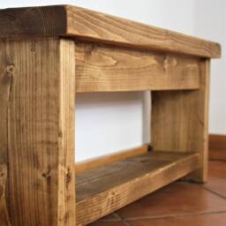 Rustic Hallway Bench - Hall Indoor Entryway With Shelf Shoe Oak Wax Reclaimed Style Drop - thumbnail 3