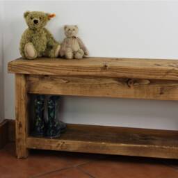 Rustic Hallway Bench - Hall Indoor Entryway With Shelf Shoe Oak Wax Reclaimed Style Drop - thumbnail 2