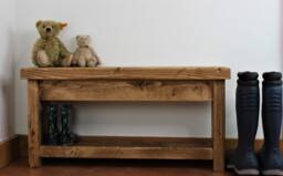 Rustic Hallway Bench - Hall Indoor Entryway With Shelf Shoe Oak Wax Reclaimed Style Drop