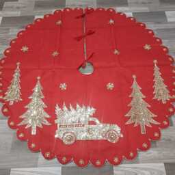 Red Christmas Tree Skirt 48 Inch Velvet Handmade Embraided Tree Skirt Decorations Gift - thumbnail 4