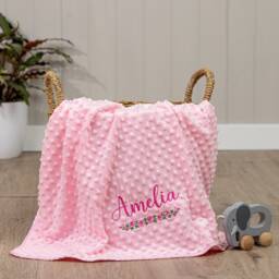 Personalized Baby Roses Swaddle, Soft Fleece Wrap, Custom Embroidered - thumbnail 1