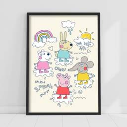 Peppa Pig Print - & Friends Puddles Doodle Poster Wall Art - thumbnail 2