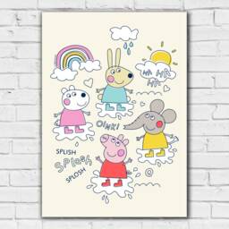 Peppa Pig Print - & Friends Puddles Doodle Poster Wall Art - thumbnail 3