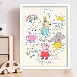 Peppa Pig Print - & Friends Puddles Doodle Poster Wall Art - thumbnail 1