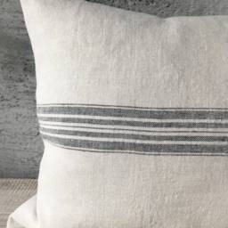 Set Of 2 Rustic Linen Pillow Cases /Linen Throw Covers/striped Decorative Cases/Grain Sack - thumbnail 4
