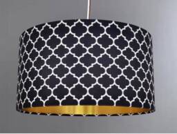 New Luxury Moroccan Black White Velvet Geometric Pattern Lamp Shade Pendant Light Black With Gold Silver & Copper Lining - thumbnail 1