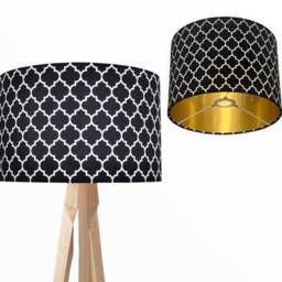 New Luxury Moroccan Black White Velvet Geometric Pattern Lamp Shade Pendant Light Black With Gold Silver & Copper Lining - thumbnail 2