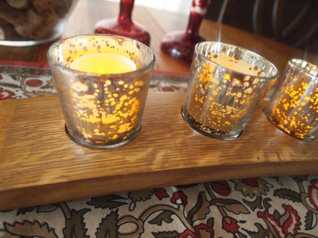 Wine Barrel 3 Mercury Glass Votive Candle Holder in Stain - image 1