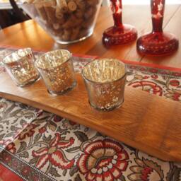 Wine Barrel 3 Mercury Glass Votive Candle Holder in Stain - thumbnail 2