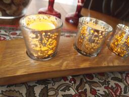 Wine Barrel 3 Mercury Glass Votive Candle Holder in Stain - thumbnail 1