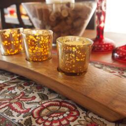Wine Barrel 3 Mercury Glass Votive Candle Holder in Stain - thumbnail 3