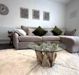 Handmade Driftwood Coffee Table With Glass Top, Coastal Decor - thumbnail 1