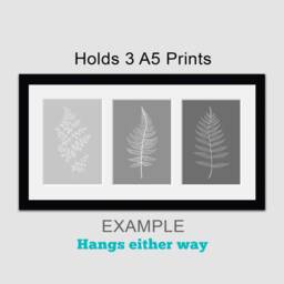Multi Photo Picture Frame - Holds 3 A5 Prints Or Photos in A 22mm Black Wood - thumbnail 3