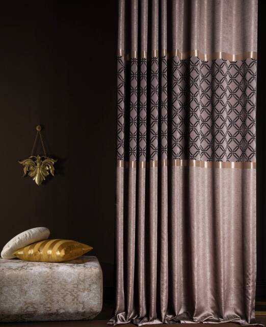 Beige Stone & Gold Turkish Curtain Panel Luxury Home Drape - image 1