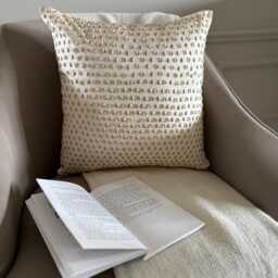 Cream Beige Art Silk, Sequin Embellished Abstract Pattern, Modern Throw Pillow Cover/Euro Sham - Drop Of Gold - thumbnail 2