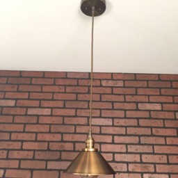 "Industrial Pendant Light -Antique Brass 8"" Cone Shade With Patented ""Huila" - thumbnail 2